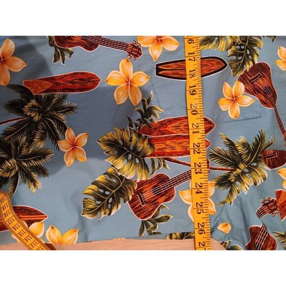 RJC Mens Hawaiian Button Down SURF & GUITARS  Shirt Short Sleeve 1980s Vibe USA - Picture 5 of 6